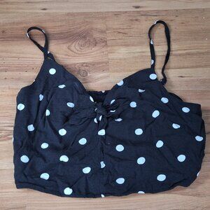 2/$15 H&M Divided spaghetti strap crop top black with white polka dots size M